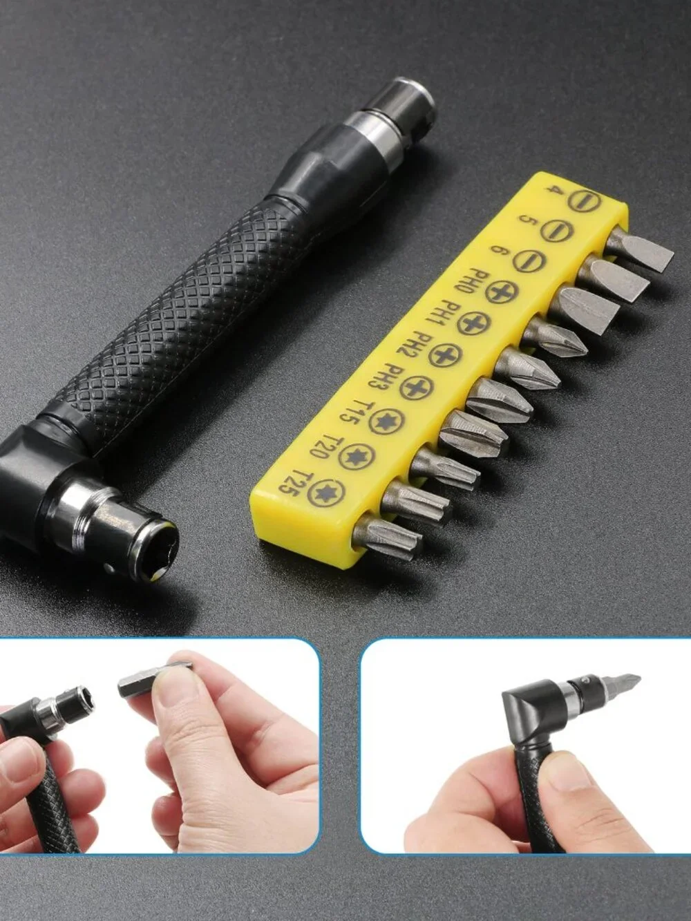 90 Degree Right Angle Driver, 11.6 Inch Bendable & Flexible Screwdriver Extensio